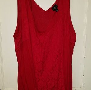 V neck red lacy tank NWOT